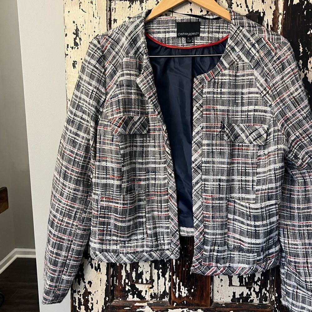 Cynthia Rowley plaid open blazer. Women’s XL. Plaid. Office. NWOT